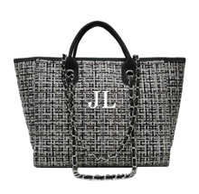 Load image into Gallery viewer, Black Tweed Personalised Tote Bag
