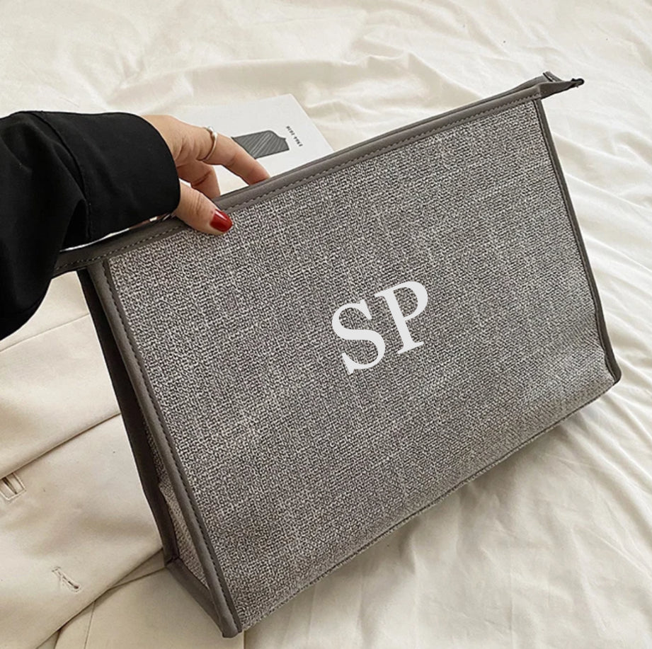 XL Grey Personalised Clutch Bag