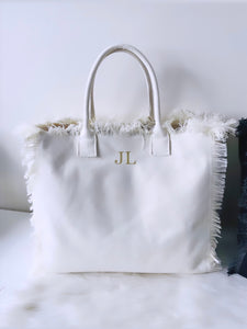 Cream Tassel Canvas Tote Bag