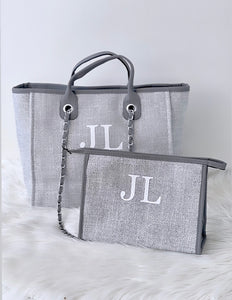 Personalised Grey Clutch Bag