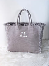 Load image into Gallery viewer, Grey Tassel Canvas Tote Bag
