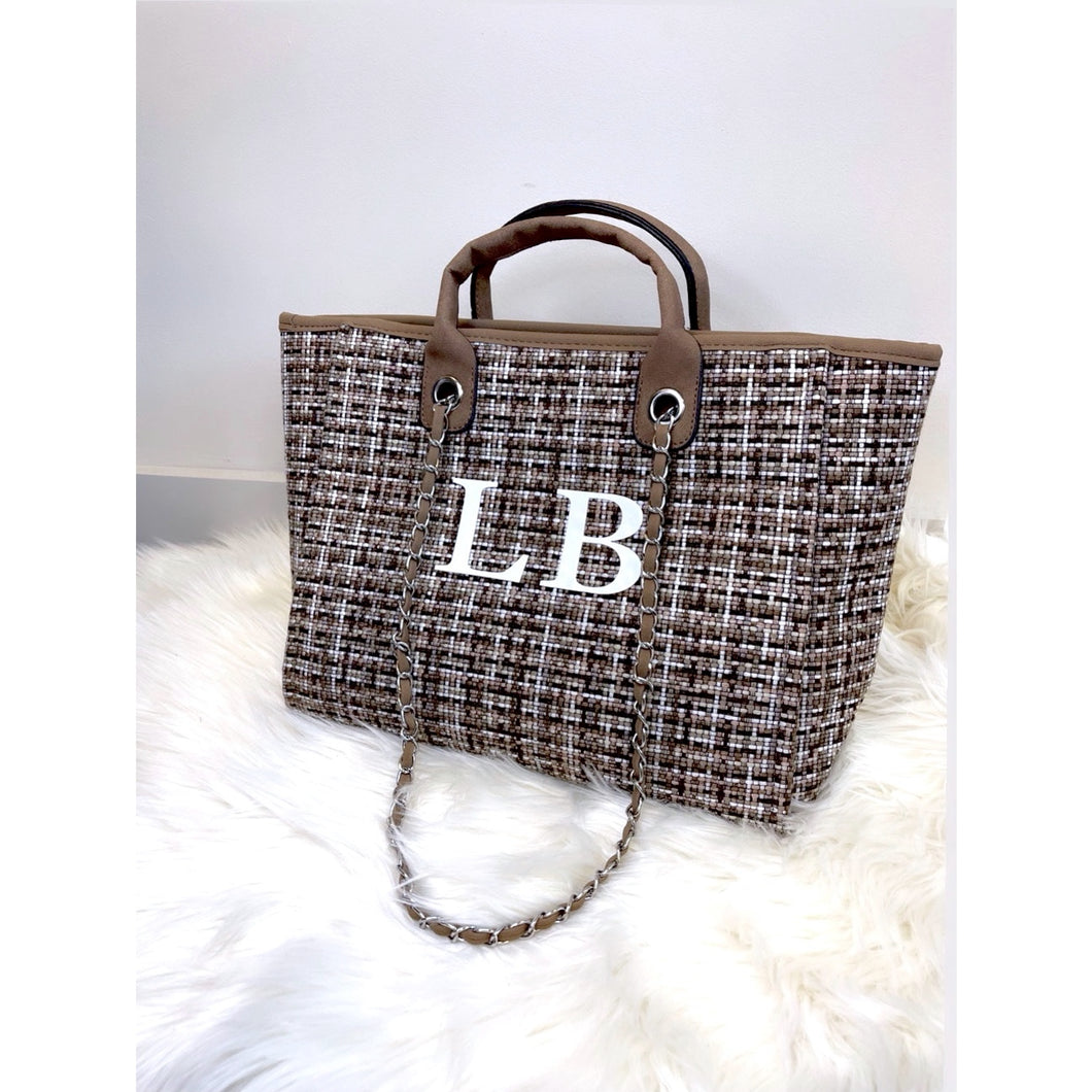 Brown Tweed Personalised Tote Bag