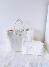 Load image into Gallery viewer, Cream Tassel Canvas Tote Bag + Clutch ( Save £15)
